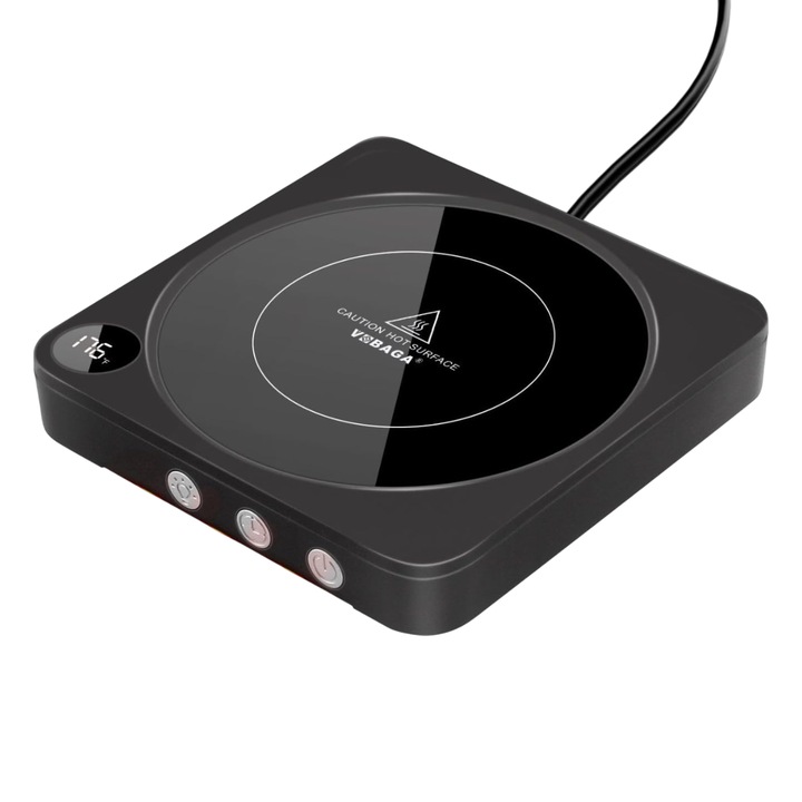 Нагревател за кафе Enforose, с дисплей за температура, черен, 20x16x4см