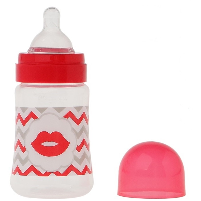 Biberon anticolici Kiokids Mrs. Lips, tetina silicon, flux mediu, 250 ml, 6 luni+