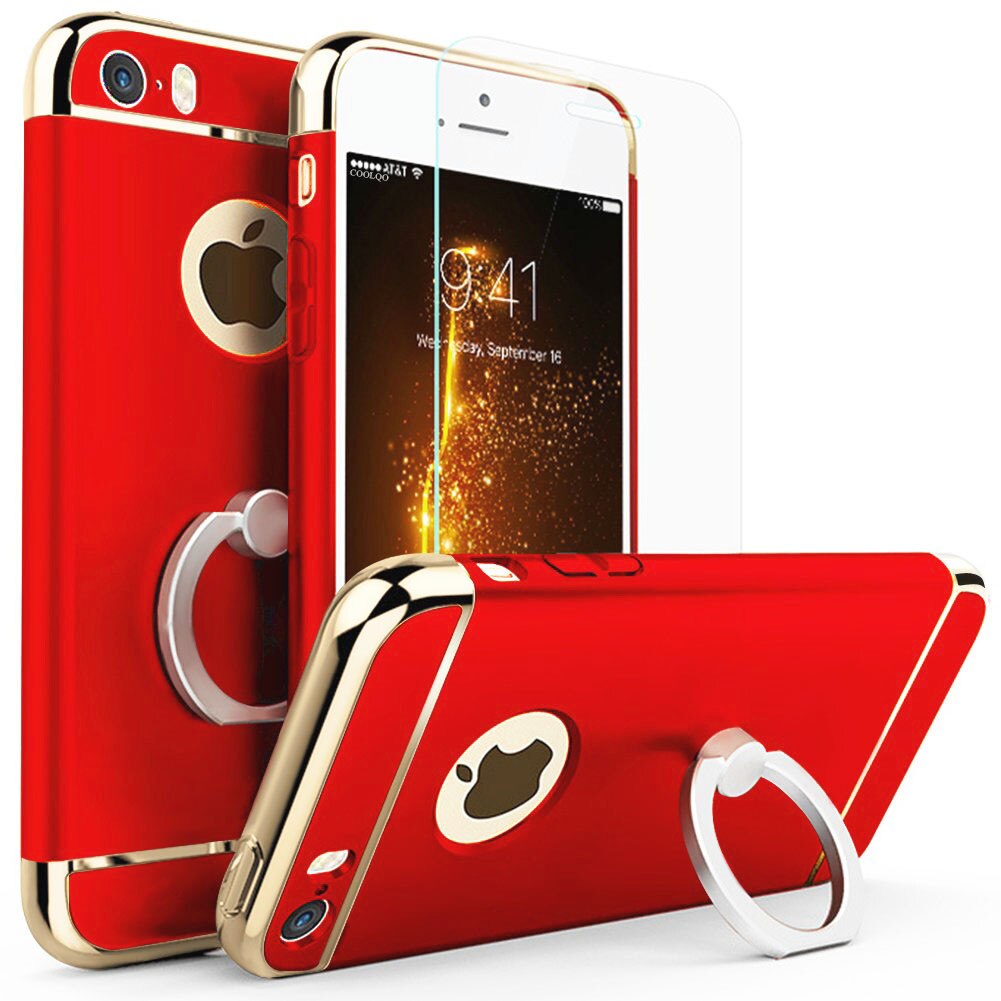 Husa telefon Iphone 6/6S offera protectie 360° 3in1 Ultrasubtire - Red S Matte Ring + Folie