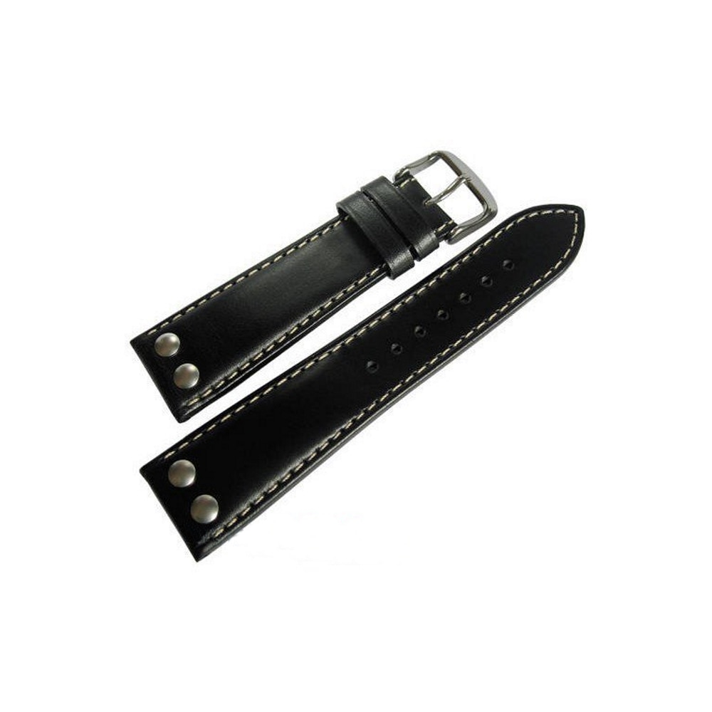 Curea de ceas Di-Modell Ikarus 1225-10242, 24 mm, Negru, catarama argintie