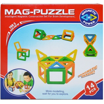Joc constructii magnetic IMK in cutie 14 piese Joc constructii magnetic IMK in cutie 14 piese