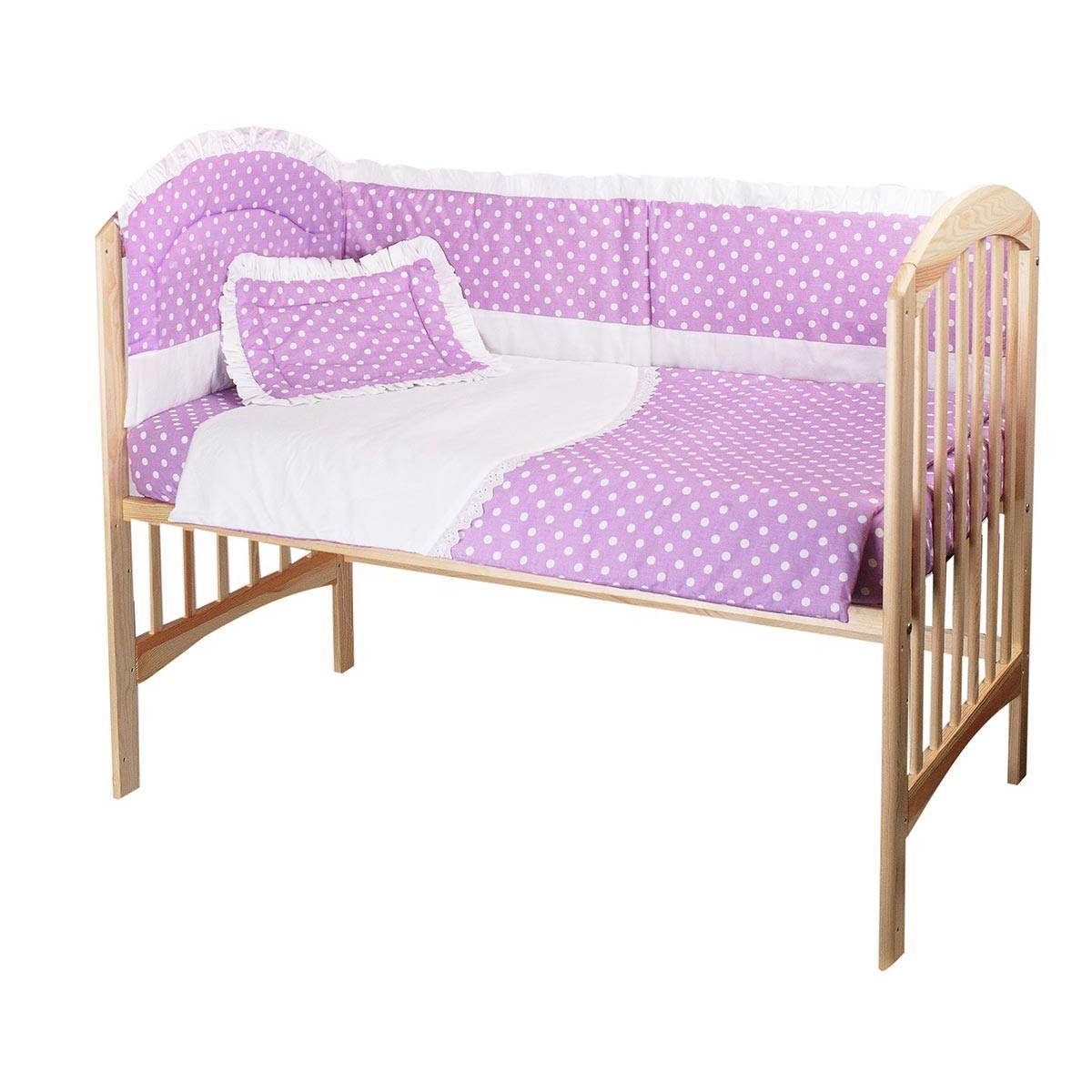 Lenjerie 5 piese, mov cu buline albe, 140x70cm