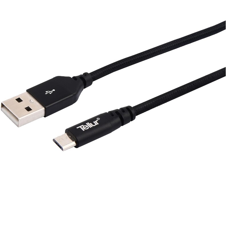 Cablu de date Tellur, MicroUSB Kevlar, 1m, 2.1A, Negru