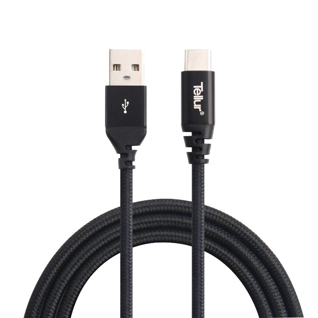 Cablu de date Tellur, USB Type-C Kevlar, 1m, 3A, Negru