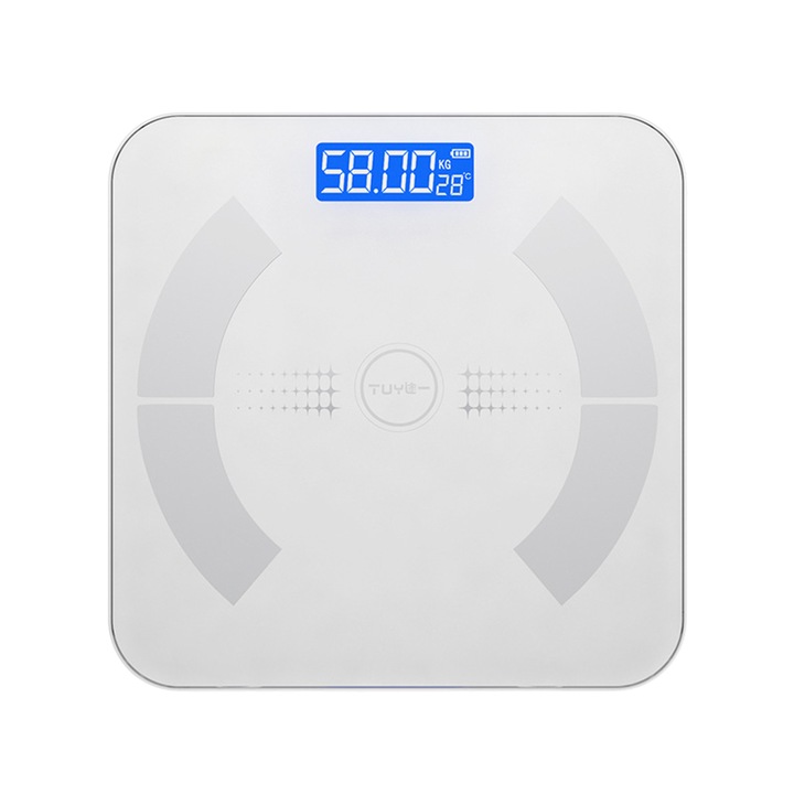 Интелигентен електронен кантар, максимално поддържано тегло 180 кг, бял