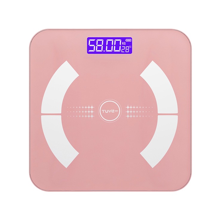 Интелигентен електронен кантар, максимално поддържано тегло 180 кг, розов
