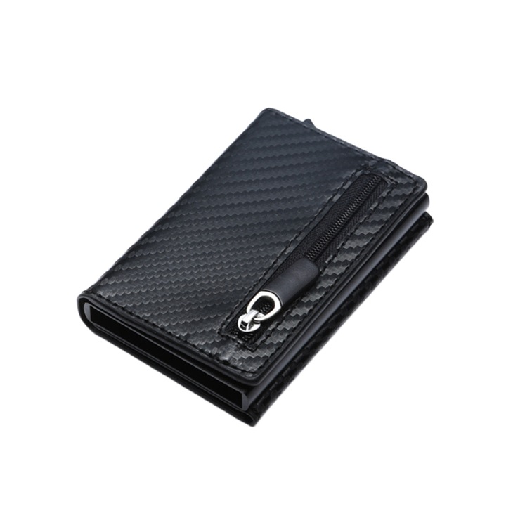 Suport carduri metalic RFID Enforose, design unisex, dimensiuni portabile