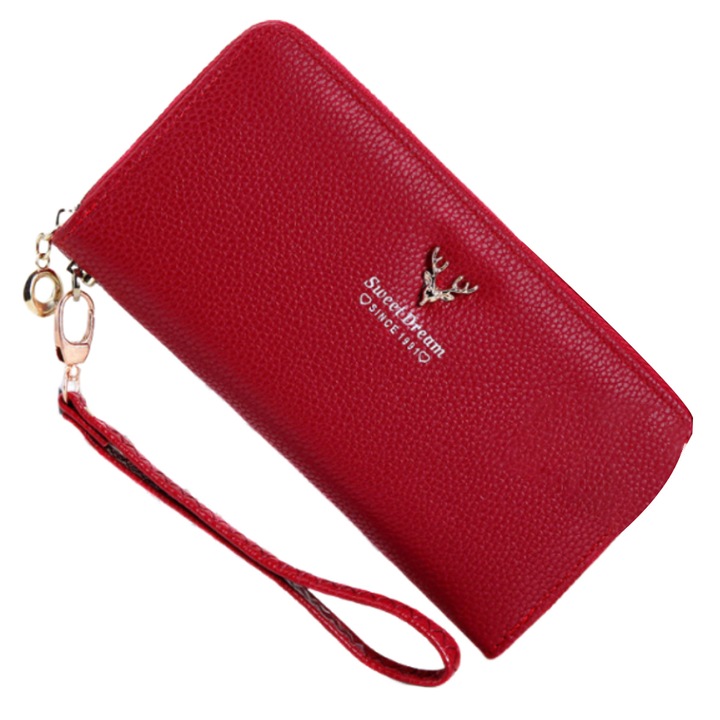 Portofel dama Enforose, model trendy, forma patrata verticala, cu fermoar, multicolor