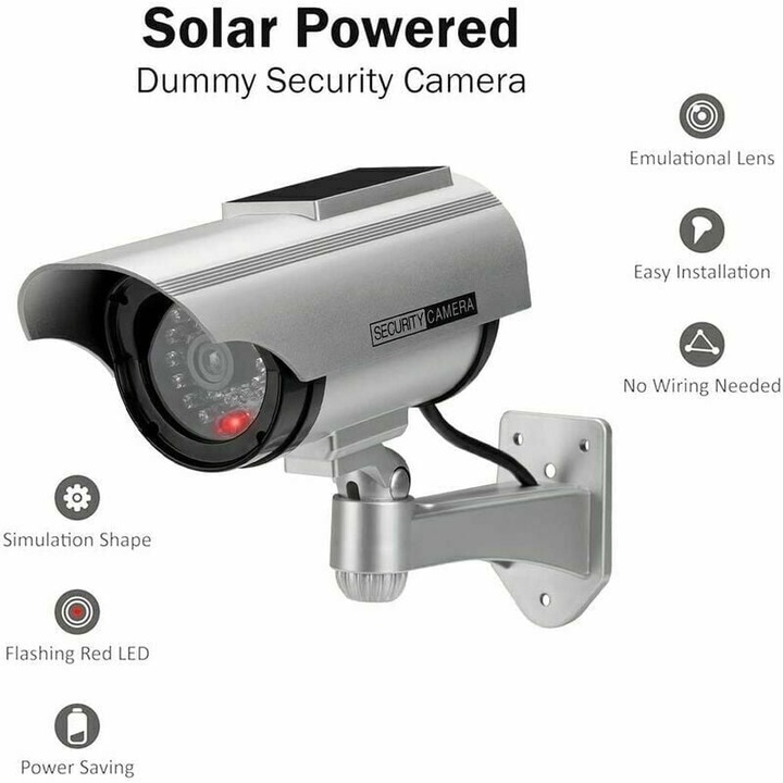 Фалшива соларна камера за наблюдение Куполна CCTV камера с мигаща LED светлина Enforose