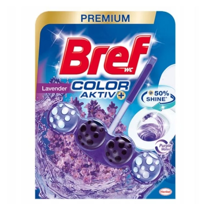 Pachet 4 X Odorizant wc bile color Aktiv Lavanda Bref 50g