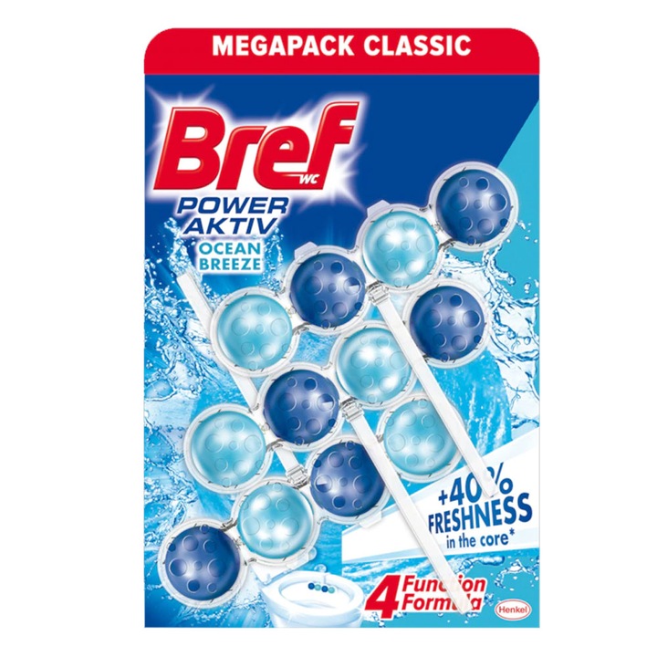 Pachet 3 X Odorizant wc bile Bref Power Aktiv Ocean 3x50g