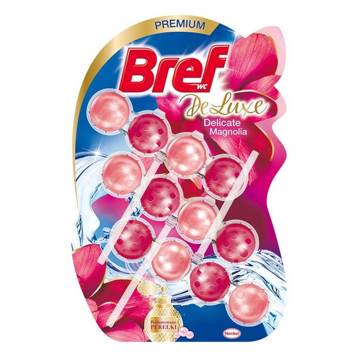 Pachet 3 X Odorizant wc bile Bref Deluxe Magnolia 3x50g