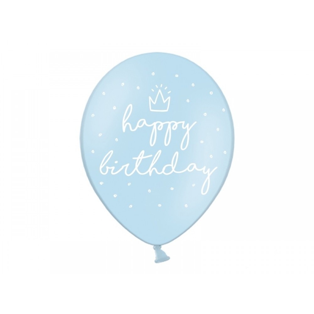 Baloane bleu, 30cm, '' Happy Birthday '', 5 buc / set