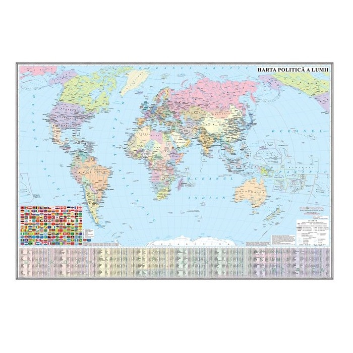 Harta politica a lumii (1000x700mm), fara sipci, Eurodidactica
