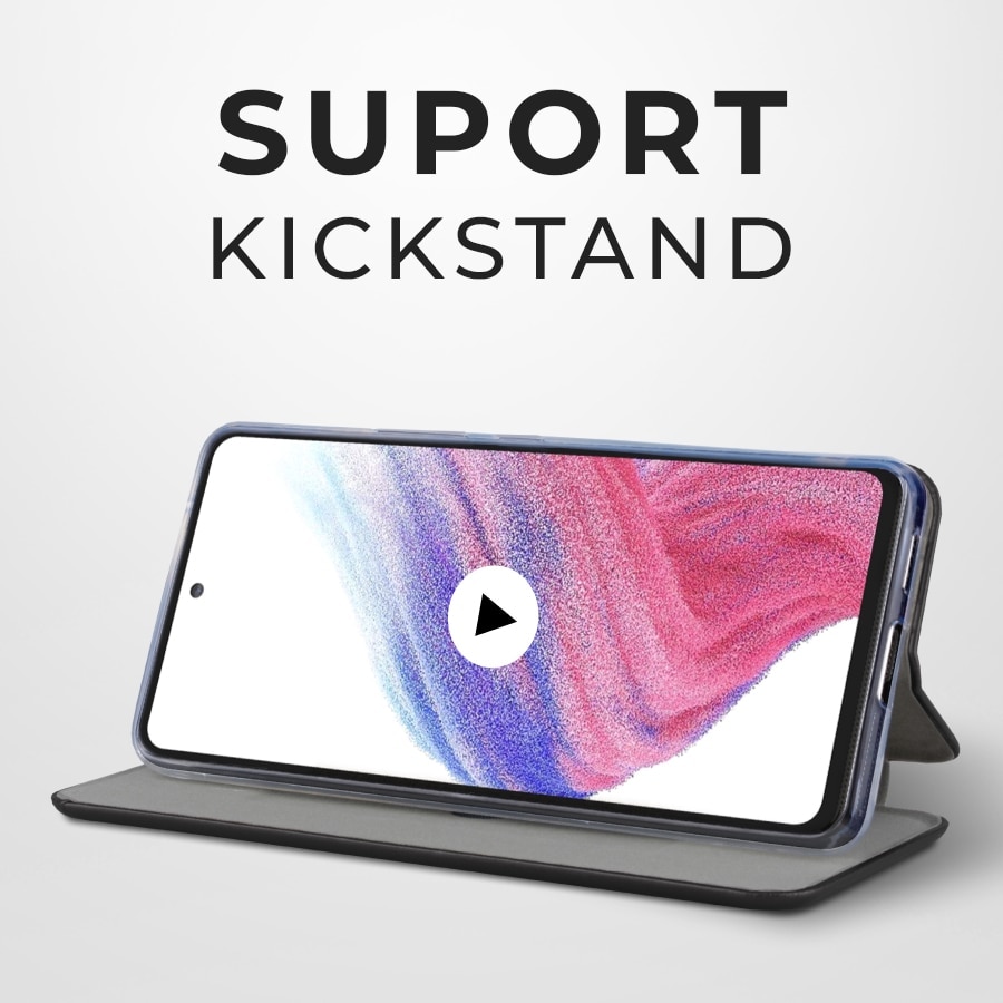 Husa pentru Samsung Galaxy A17 Tip carte DaDen®, Suport card, Functie de Stand si Inchidere Magnetica, Protectie Sporita, Negru