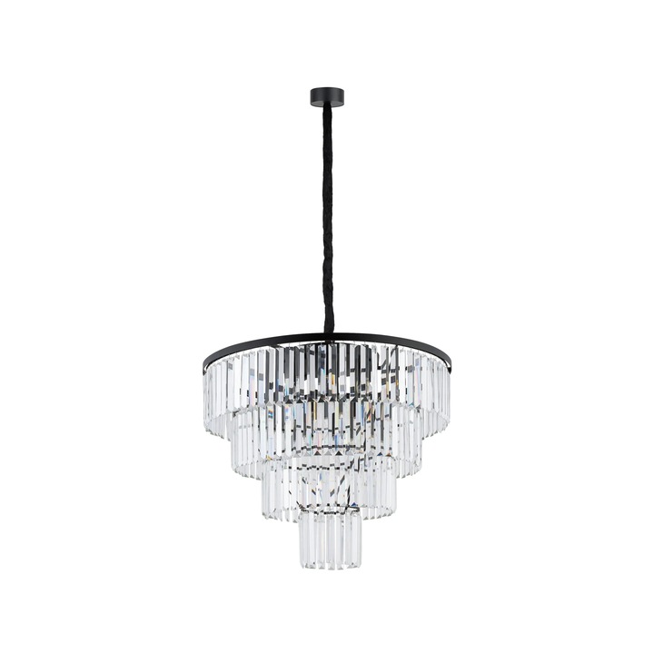 Pendul cristal, Nowodvorski, 12xE14, 40W, transparent/negru, 71x71cm, IP20, fara becuri incluse