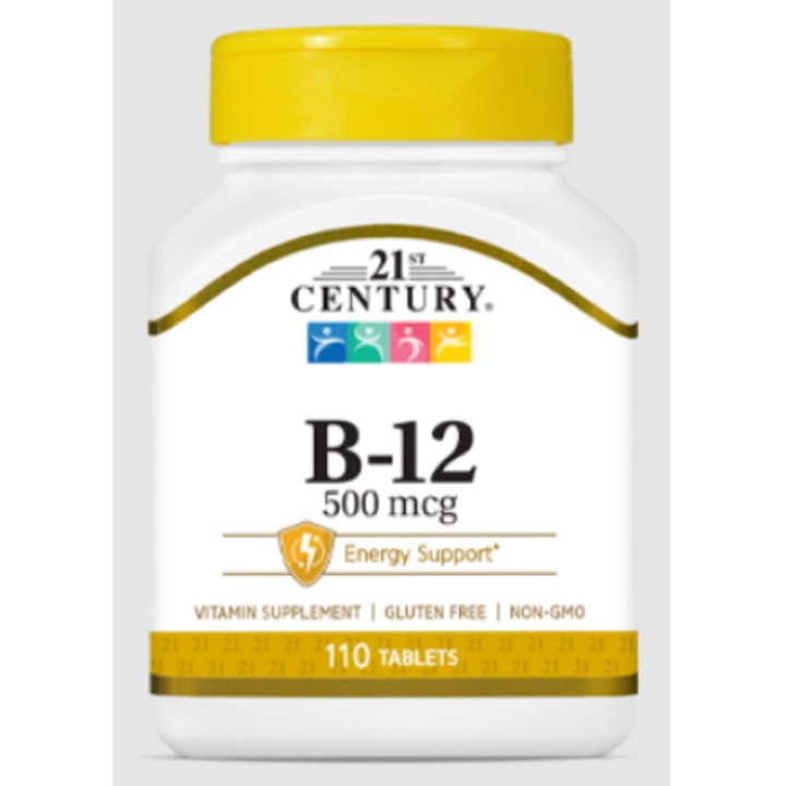 Supliment alimentar, Vitamina, B12 500 mcg 21st Century- 110 tabs