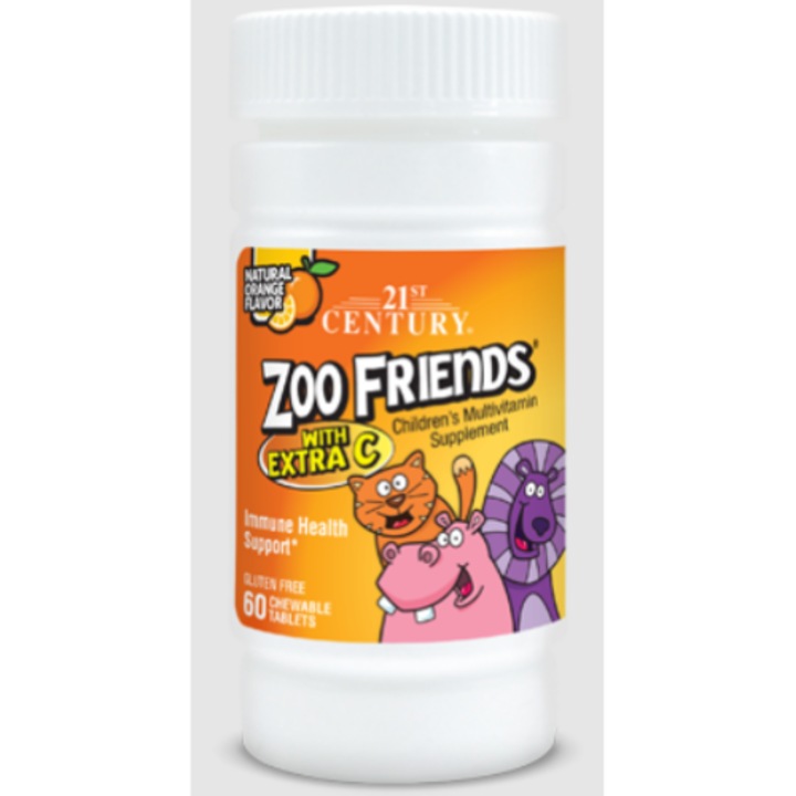 Multivitamins Zoo Friends Multi + Extra C rágótabletta, 21st Century, Coppi - 60 rágólap