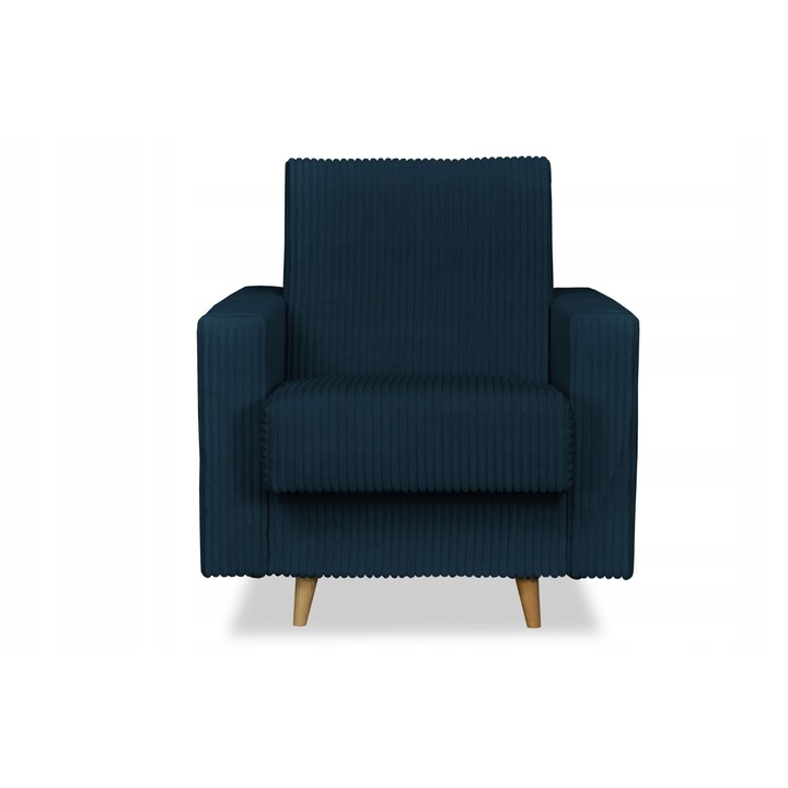 Fotel, Rene Model, Family meble, Kihúzható, tárolódobozzal, 97x93x95 cm, Bársony/velúr/fa, kék