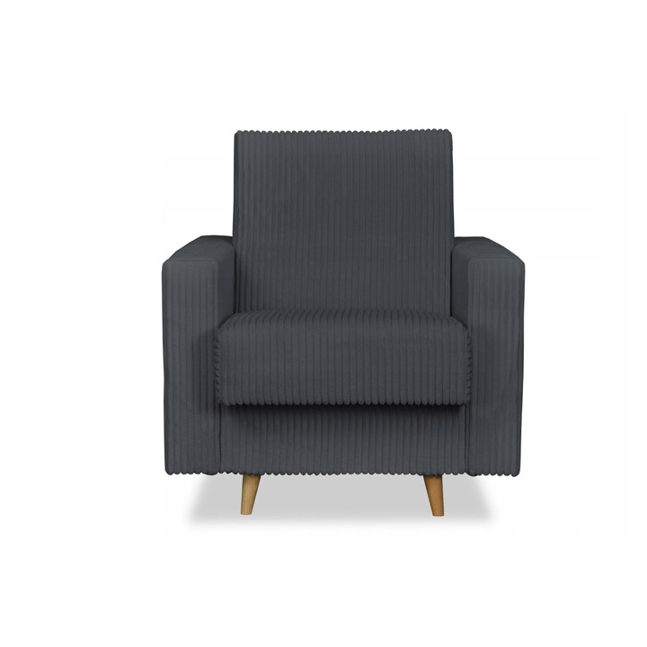 Fotel, Rene Model, Family meble, Kihúzható, tárolódobozzal, 97x93x95 cm, Bársony/velúr/fa, szürke