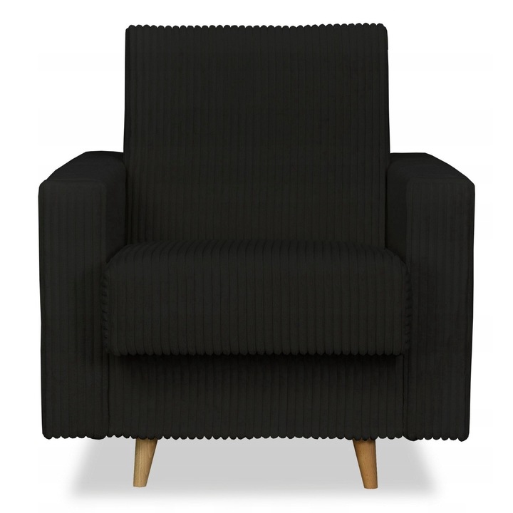 Fotoliu, Model Rene, Family Meble, Extensibil, cu cutie de depozitare, 97x93x95 cm, Catifea/Velur/Lemn, Negru