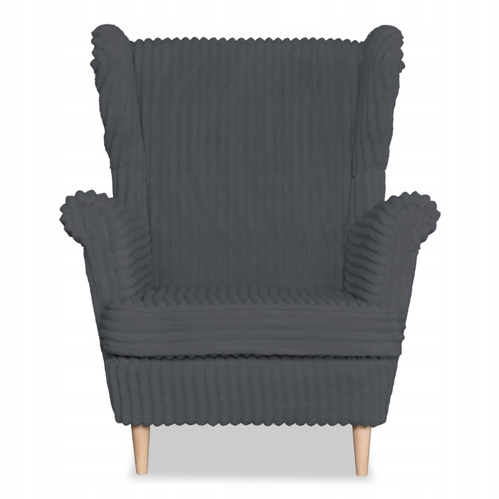 Fotel, Rene modell, családi meble, skandináv, fix, 104x84x92 cm, bársony/velőr/fa, szürke