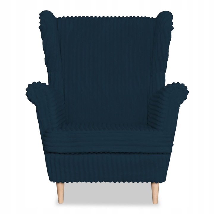 Fotel, Rene modell, családi meble, skandináv, fix, 104x84x92 cm, bársony/velőr/fa, kék