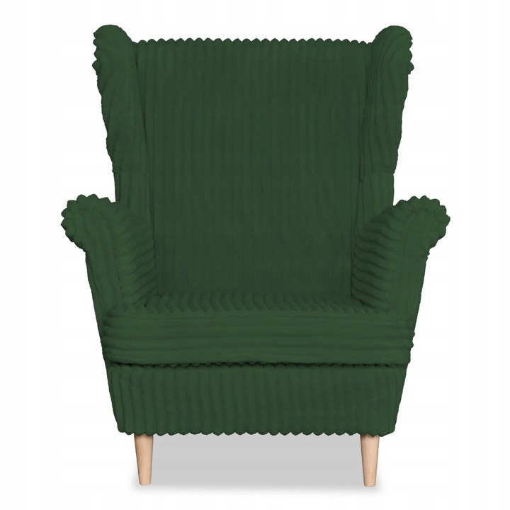 Fotel, Rene modell, családi meble, skandináv, fix, 104x84x92 cm, bársony/velúr/fa, zöld