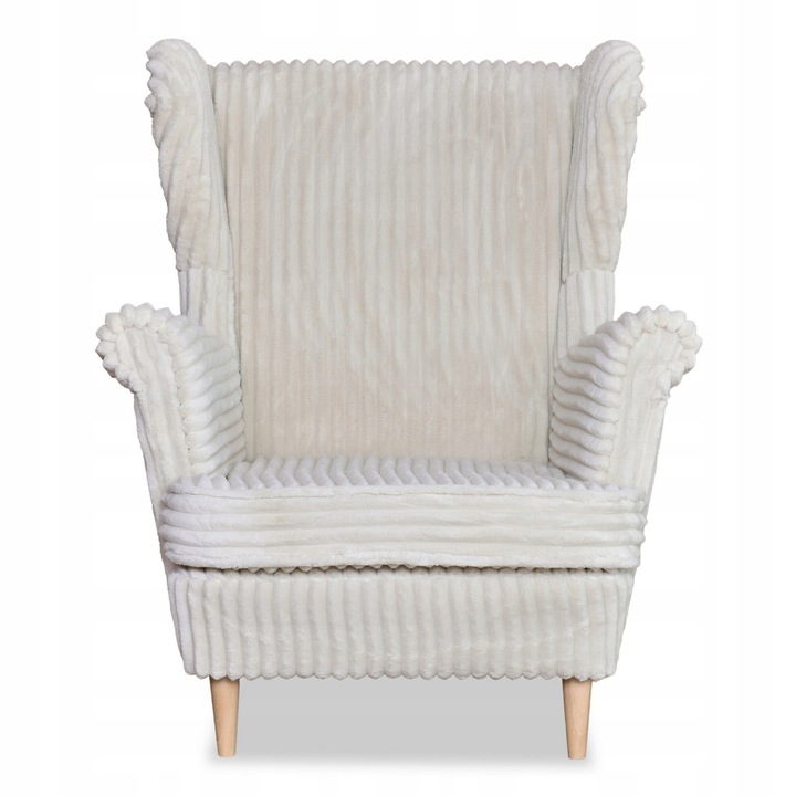 Fotel, Rene modell, családi meble, skandináv, fix, 104x84x92 cm, bársony/velúr/fa, bézs