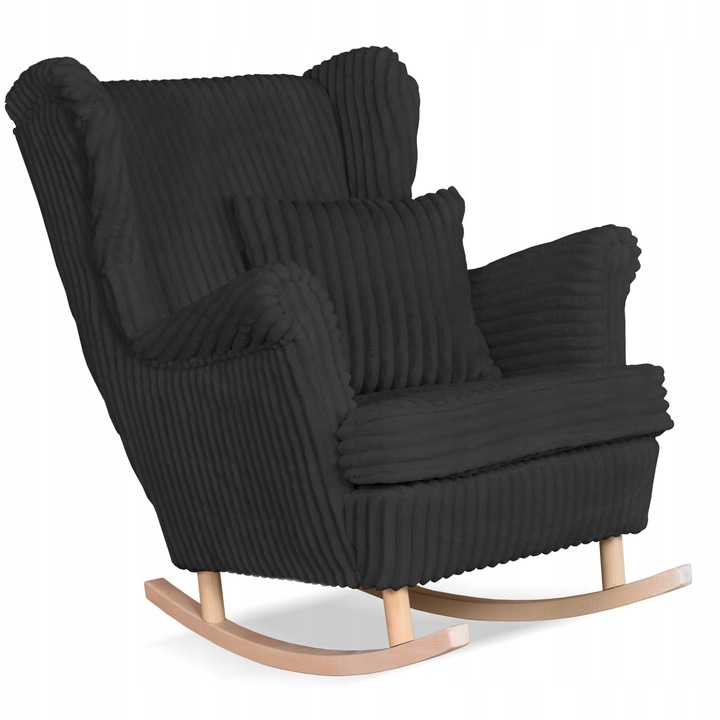 Hintaszék, Rene modell, Family Meble, skandináv, fix, 104x84x92 cm, bársony/velőr/fa, fekete