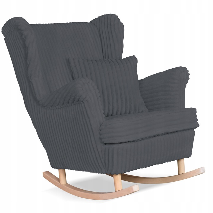 Hintaszék, Rene modell, Family Meble, skandináv, fix, 104x84x92 cm, bársony/velúr/fa, szürke