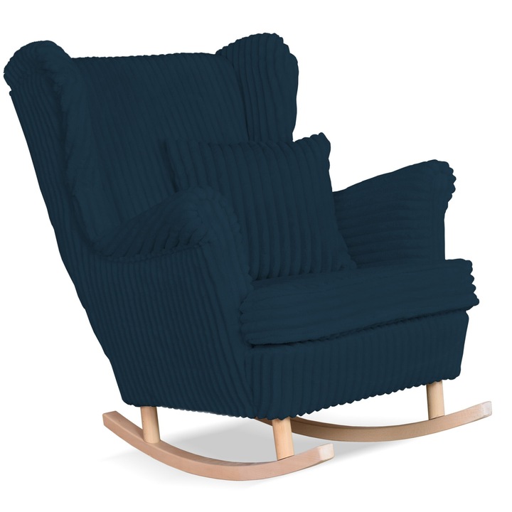 Hintaszék, Rene modell, Family Meble, skandináv, fix, 104x84x92 cm, bársony/velúr/fa, kék