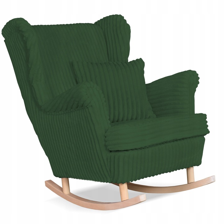 Hintaszék, Rene modell, Family Meble, skandináv, fix, 104x84x92 cm, bársony/velúr/fa, zöld