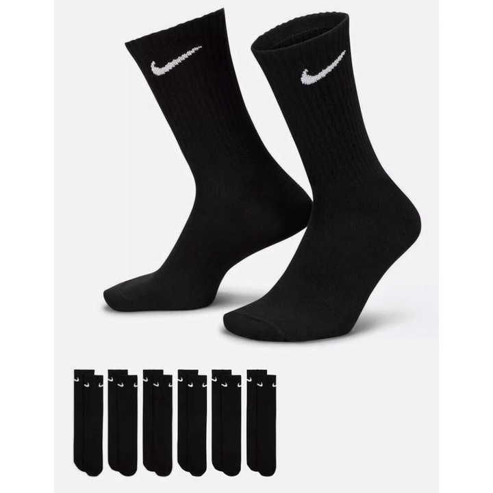 Ежедневни тренировъчни чорапи Nike SX7676-010 за мъже и жени, черни, 6 чифта