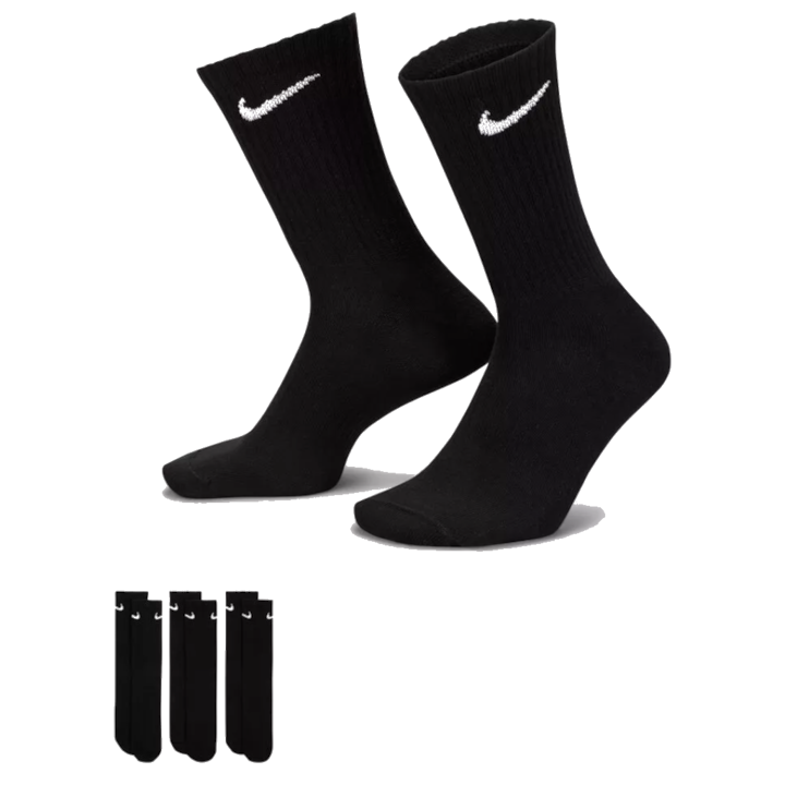Nike SX7676-010 Спортни чорапи унисекс, 42-46L, технология Dri-Fit, черни, пакет от 3 чифта