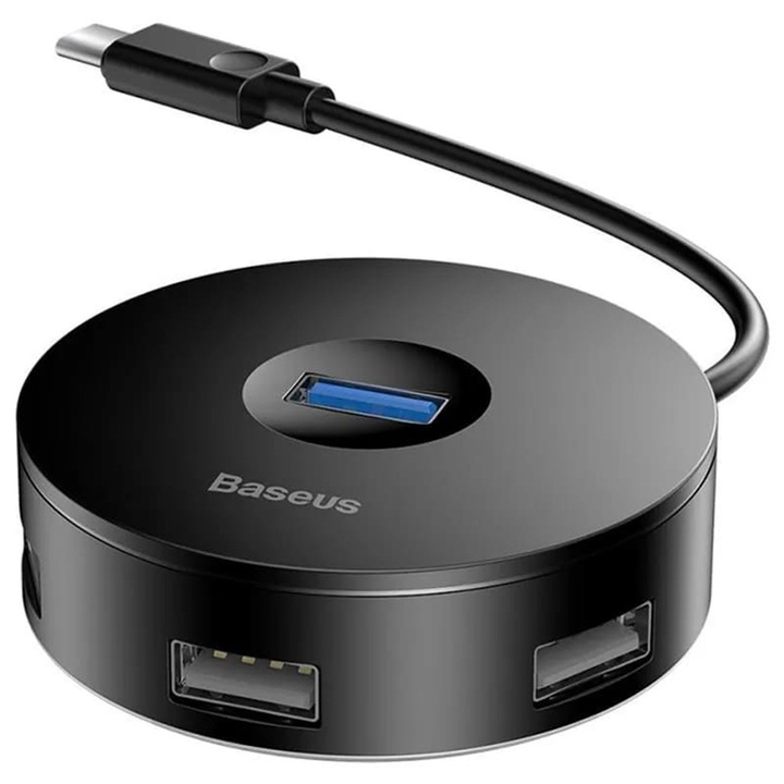 Hub Type-C la USB 3.0, 3x USB 2.0, 10cm - Baseus Airjoy (CAHUB-G01) - Black