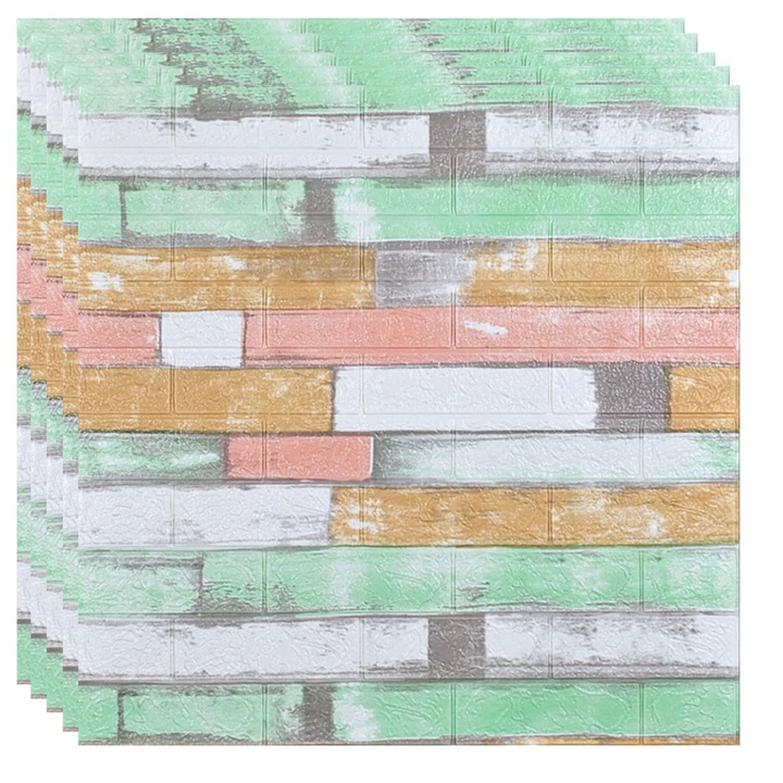 Set 10 x Tapet 3D autoadeziv HOZRO, Model imitatie caramida, acopera o suprafata de 5.39 mp, design modern, foarte usor de montat, Color