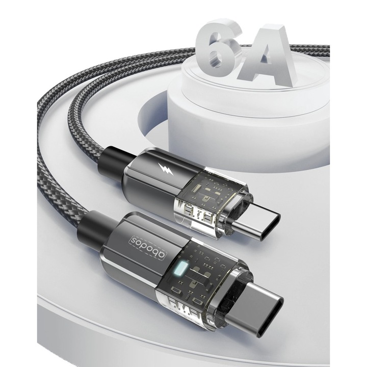 Cablu de Date / Incarcare Type-C la Type-C, 120W, 6A, Intelligent Power-Off