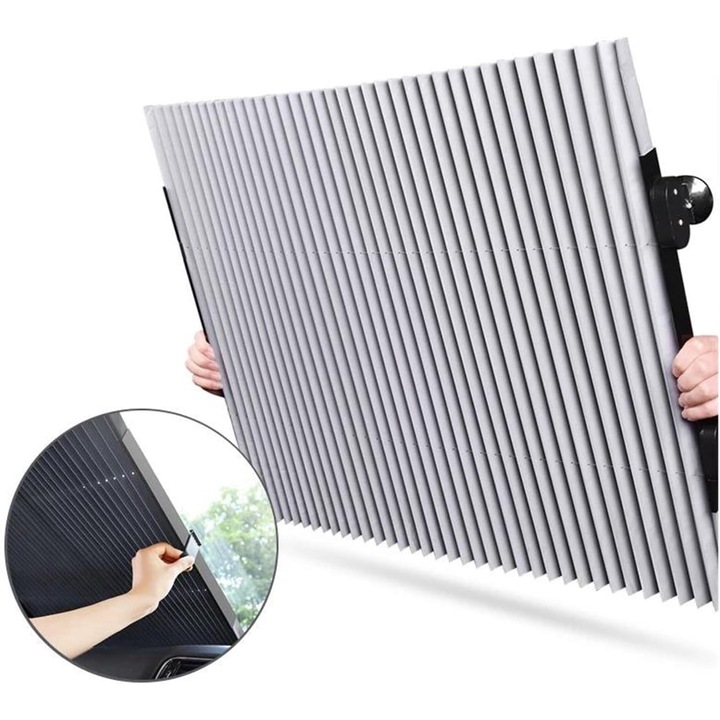 Parasolar auto pliabil universal, reglabil, Bogadini®, pentru masina, rezistent UV, 150x70 cm, gri