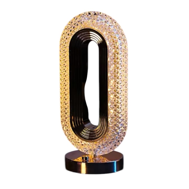 Кристална LED настолна лампа, регулируема с 3 цветни температури 3000K-6500K, регулируем интензитет на допир, USB зареждане, вградена батерия