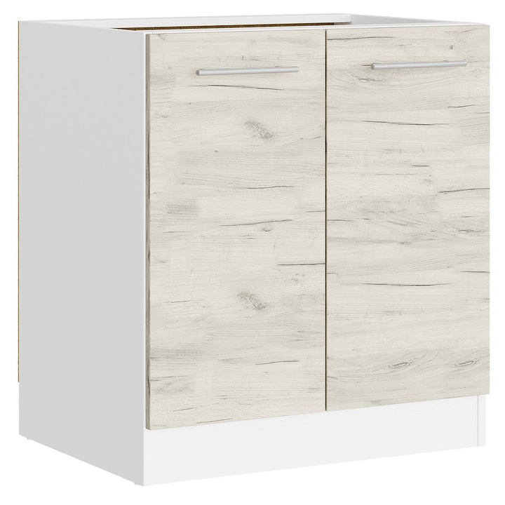Corp de bucatarie inferior ECO 800, Everest Mebel, 80x46x82 cm, Alb, Kraft stejar alb