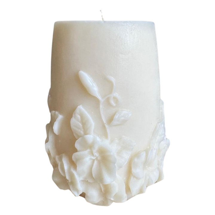 Lumanare decorativa parfumata din ceara naturala de soia, fitil din bumbac, Gardenia-Magnolie-Bergamota, H8.5cmxD5cm, 195g