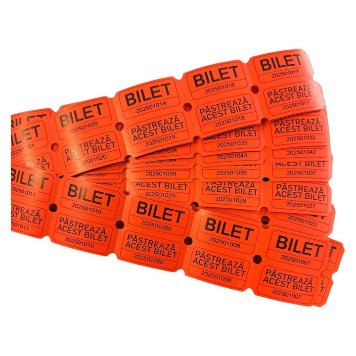 Bilete tombola, PORTOCALIU; set 100 buc, limba romana, petreceri, aniversari, concursuri