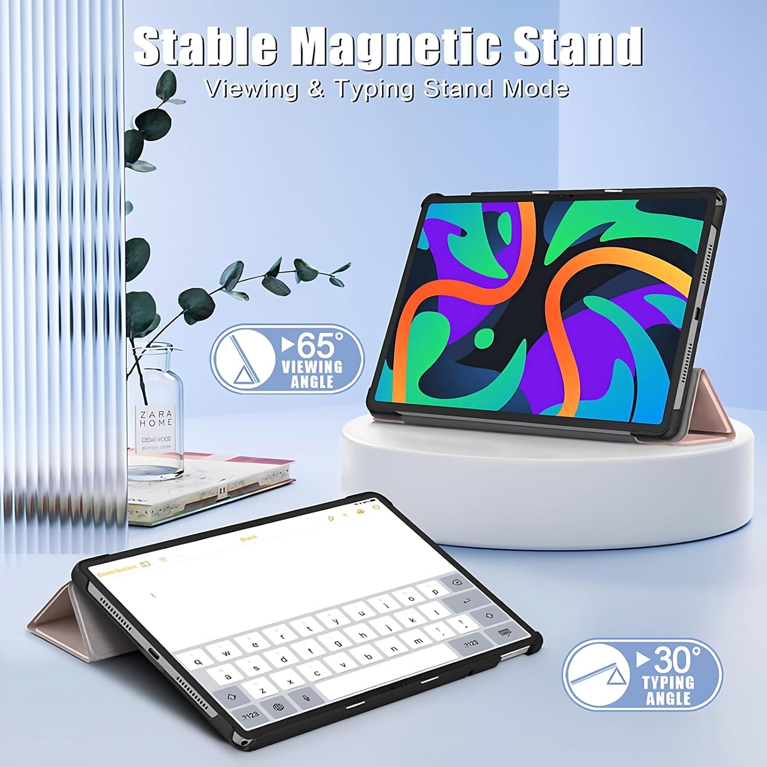 Husa Slim Sigloo, Smart Cover, Trifold, pentru tableta LENOVO Tab M10 3rd Gen(TB-328FU, TB-328XU ), 10.1 inch, model Pink