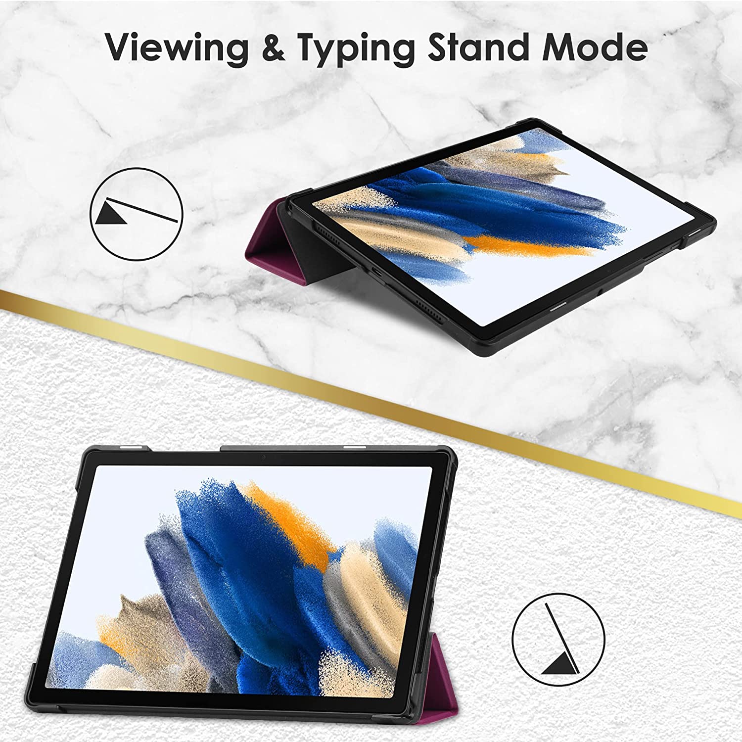 Husa pentru Samsung Galaxy Tab S9 Plus / S9 FE+ Plus 12.4 inch UltraSlim de tip stand, functie sleep/wake-up, Smart Cover, model Purple, Sigloo