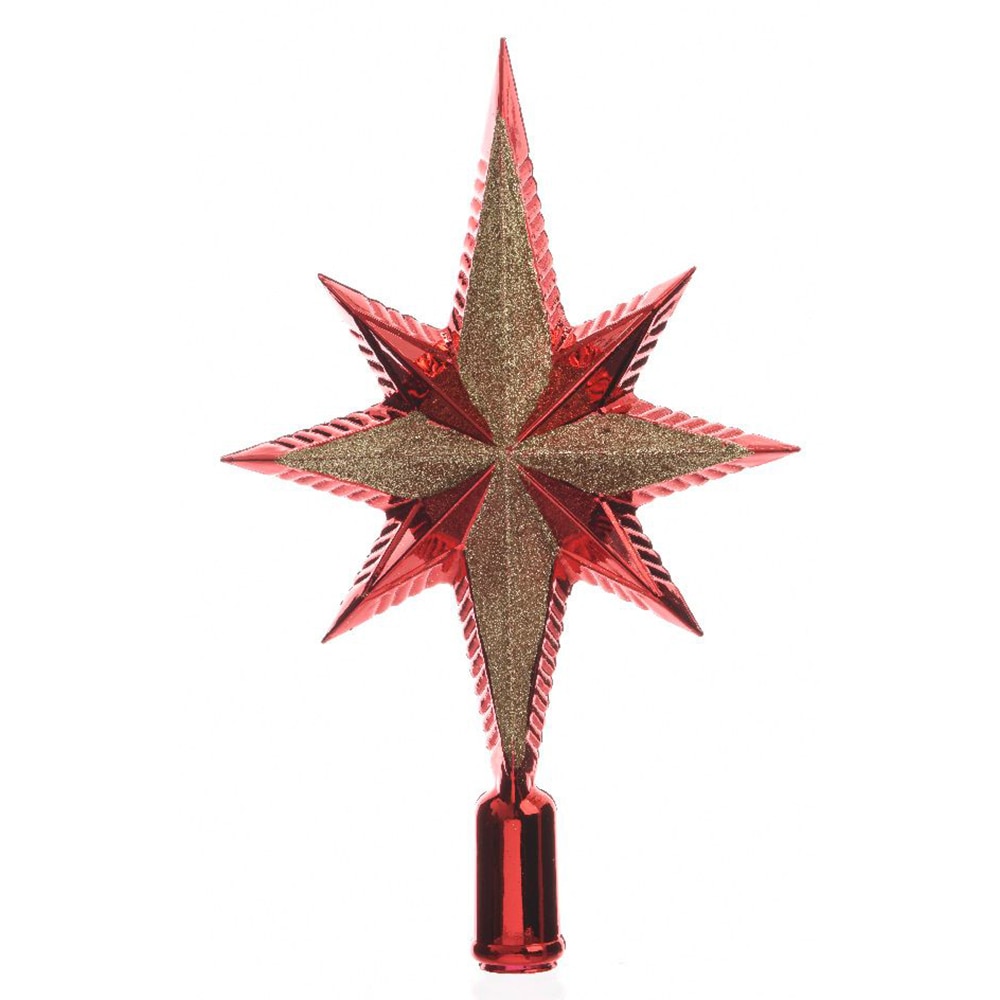 Varf de brad Craciun Decoris, plastic, 6.5x14.5x25.5 cm, rosu