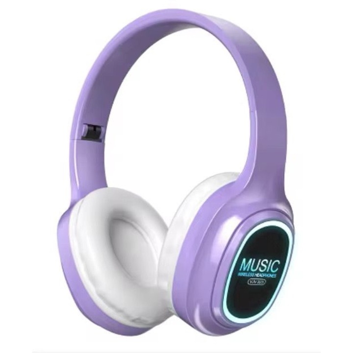 Casti wireless pliabile, Over the Ear, Bluetooth 5.0, Autonomie 7h, HiFi, Bass Stereo, LED, microfon hd, TF card, mov
