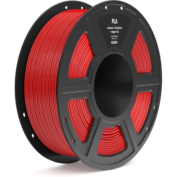 Filament 3D PLA IEMAI, 1.75mm, precizie dimensionala +/- 0.02mm, rola 1KG, rosu