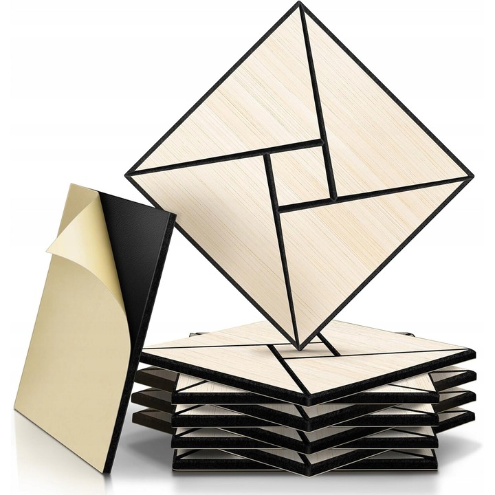 Set 10 panouri acustice hexagonale, Luka, autoadezive, alb, 30x30x1cm