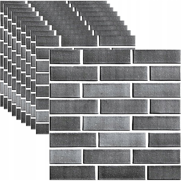 Panouri decorative, Luka, set 10 bucati, imitatie caramida, gri, 30x30cm